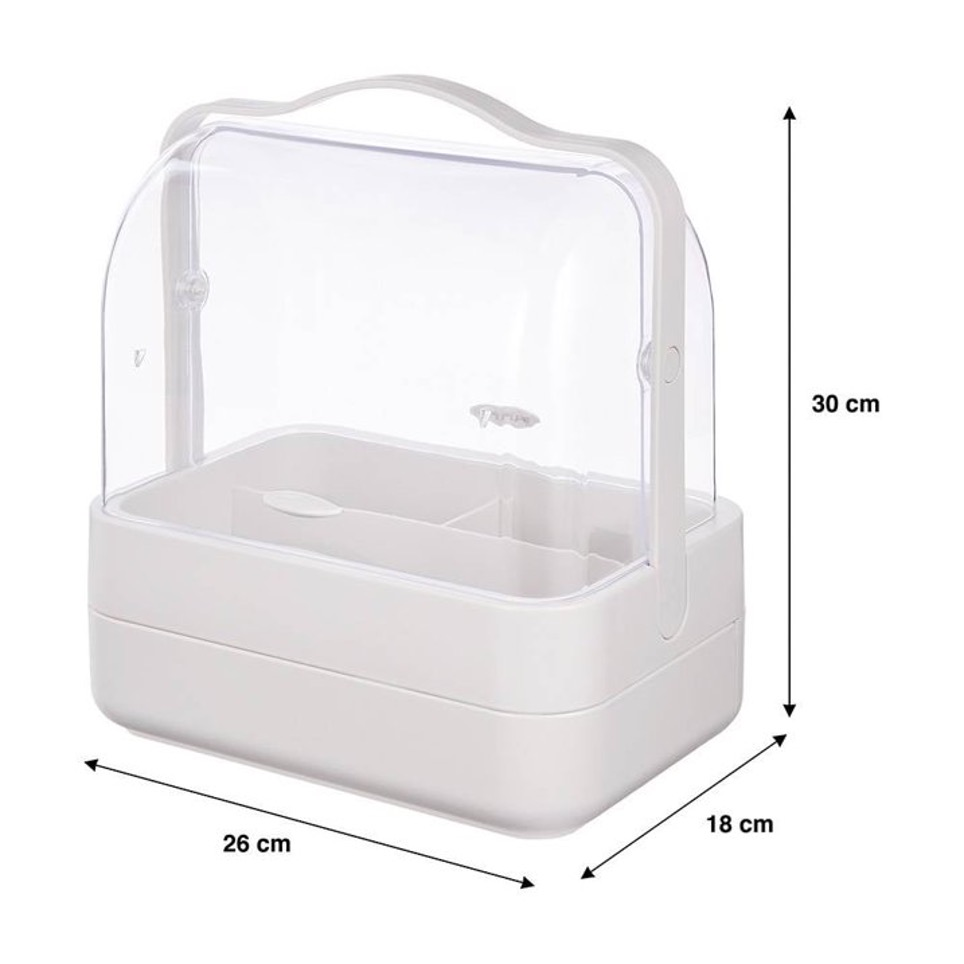 Organizador de Maquillaje 2 Niveles con Tapa Transparente