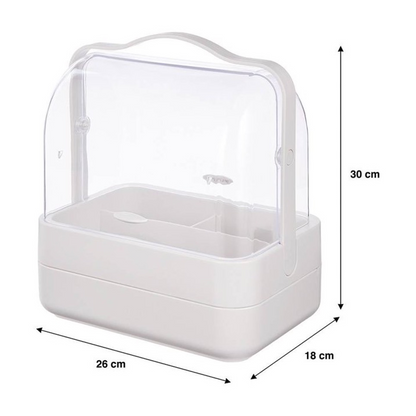 Organizador de Maquillaje 2 Niveles con Tapa Transparente