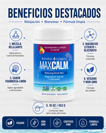 MaxCalm Magnesio | Calma, Relajación y Descanso Profundo x 60 Cápsulas