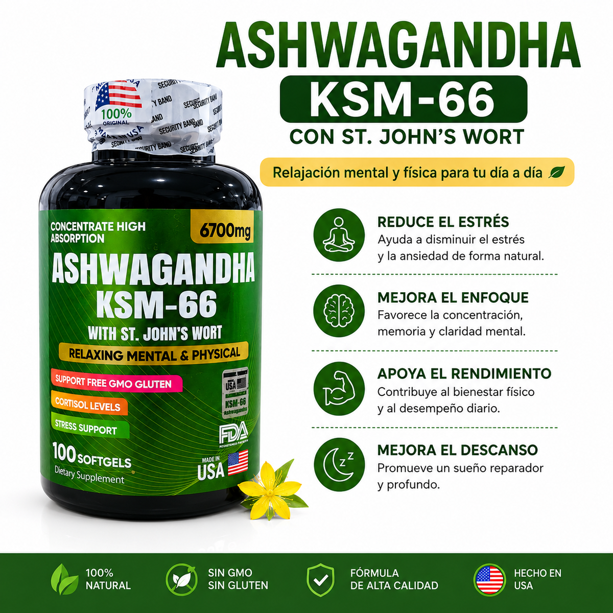 Ashwagandha KMS 66 | Suplemento Herbal para el Estrés y la Vitalidad