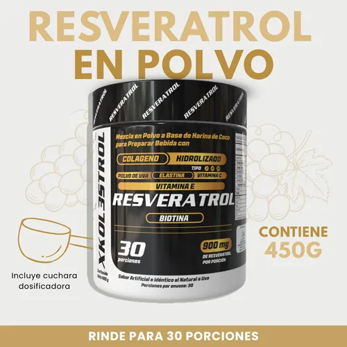 Resveratrol en Polvo con Colágeno Hidrolizado Tipo I, II y III | 450 g