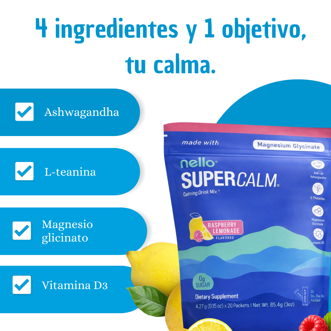 Nello Super Calm – Bebida en Polvo Sabor Raspberry Lemonade