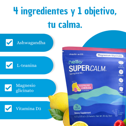 Nello Super Calm – Bebida en Polvo Sabor Raspberry Lemonade